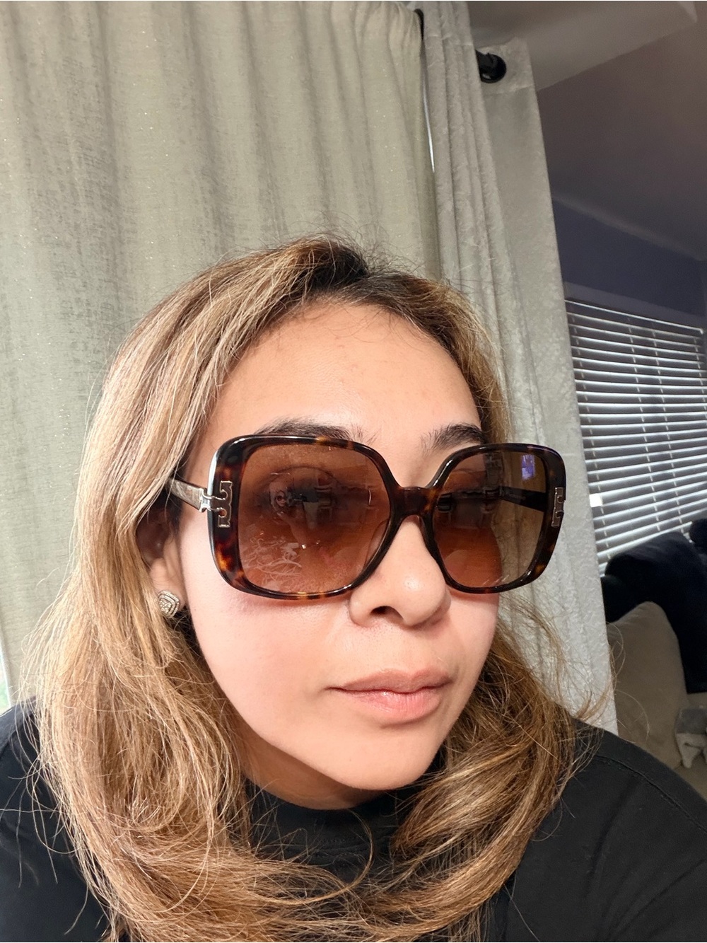 Tory Burch Tortoiseshell Oversized Square Sunglasses with Brown Lenses